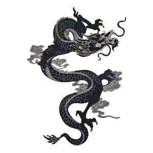 TEMU 1개 남성용 드래곤 패치 - 블랙 드래곤 디자인, 청바지·팬츠·재킷 장식용 쉬운 적용, 일상 및 정장 이벤트를 위한 아시아 문화 액세서리 - 대담한 피스, 드래곤 셔츠, 캐주얼 웨어, 전통 모티프, 섬세한 자수, 패션 애호가용 재킷 장식, 고품질 자수, 패션 포워드 남성