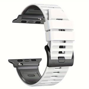 TEMU 애플워치 울트라 2 49mm 시리즈 10/9/8/7/6/5/4/3 SE 49mm 46mm 45mm 44mm 42mm용 부드럽고 편안한 실리콘 밴드, 스마트워치 액세서리, 투톤 조절 가능한 밴드, 교체 가능한 밴드, 화려하고 패셔너블한 디자인으로 활력을 표현하세요