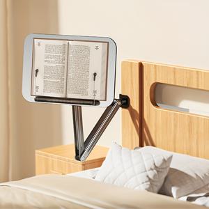 TEMU 1pc 알루미늄 합금 책상용 접이식 회전 캔틸리버 책 거치대, 소파, 침대 - 다용도 도구, 미디어, 침실용 책 선반 (1개)