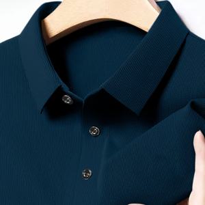 TEMU 남성용 라이트 럭셔리 여름 필수 라펠 칼라 디자인 폴로 셔츠, 고급스럽고 스타일리시하며 통기성과 편안함, 트렌디하고 활용도 높은 헨리 셔츠