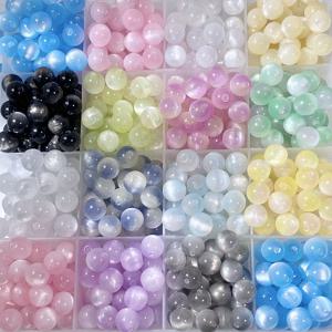 TEMU 26개입, 8mm, 합성 고양이 눈 보석, 원형 비즈, 주얼리 제작 용품, 루스 비즈, 팔찌 비즈, 비즈, 머리끈, 폰 체인, 팔찌, 목걸이, 주얼리 추가 재료