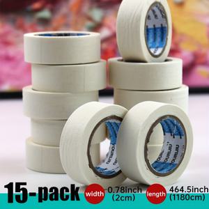 TEMU 2Cm 폭 15롤 팩 흰색 접착 테이프 마스킹 테이프, 쉽게 찢어짐, 잔여물 없음, 페인트 손상 없음, 라텍스 페인트 벽 리모델링, 색상 보호, 자동차 페인팅 엣지 보호, 미술 페인팅 공예 특수 종이 테이프