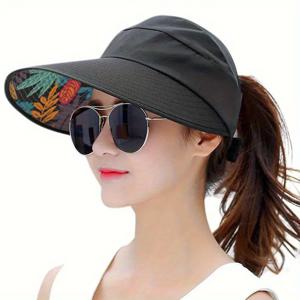 TEMU 여성용 와이드 브림 비저 모자 - 가볍고 통기성 좋은 탄력성 비치 캡, 운전, 사이클링, 야외 활동용 - 접이식 사계절용 모자, 비치웨어 및 캐주얼 착용에 적합