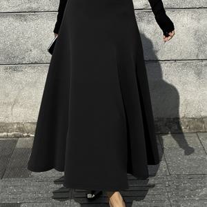 TEMU 여성용 다용도 스커트 2025 여름 핫 하이웨이스트 스타일 INS 스트레치 A라인 스커트, 플로잉 헴으로 다리 길이 연장, 데일리 아웃팅, 힙커버링 여성 의류