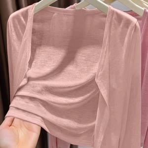 TEMU 우아한 파티 여성 의류, 소녀스러운 스타일의 예쁜 상의, 아름다운 여성 블ouses, 단색 활용도 높은 경량 재킷, 우아하고 시크한 여성 재킷, 의류, 에어컨 실내 웨어, 긴소매 경량 가디건, 캐주얼, 얇은 크롭탑, 여성의 인기 의상, 휴가 스타일, 패셔너블한 여성 상의, 데이트, 휴일 의류, 출퇴근용 데일리 , 사무실 데일리웨어에 적합