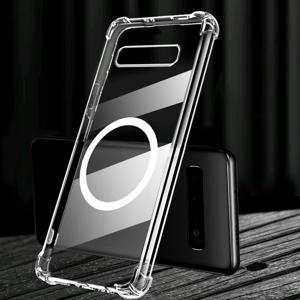 TEMU 휴대폰 케이스 - 삼성 갤럭시 S10 플러스/삼성 S10 5G S10+ 코너 미끄럼 방지 마그네틱 폰 케이스에 적합, 두꺼운 미끄럼 방지 충격 방지 풀 렌즈 TPU 소프트 커버 (마그네틱 링 포함)