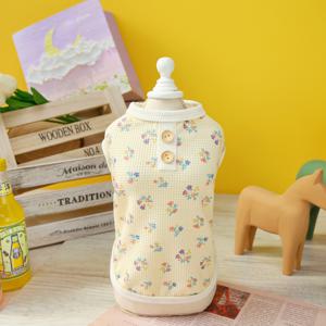 TEMU 테디 및 비숑 품종을 위한 애견 조끼, 봄/여름 와플 플로럴 디자인