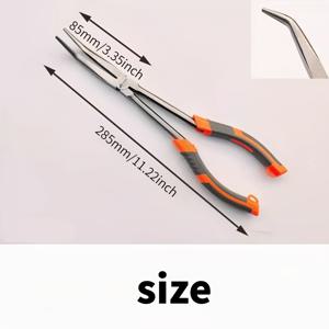 TEMU 1개 - 285mm - 45도 구부러진 팁 11인치 긴 손잡이 미끼 펜치 - 낚시 펜치 - 미끄럼 방지 그립의 고강도 낚시 펜치, 소형, 경량, 다기능 어리둥지 집게, 낚싯줄 커터, 낚싯바늘 제거기, 사냥용 멀티툴 액세서리, 남성용 아웃도어 애호가 낚시 선물