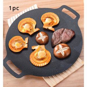 TEMU 11.02인치 블랙 한국식 프라이 및 그릴 팬, 범용 스토브, 논스틱, 가정용, 야외 캠핑, 휴대용 바비큐 팬, 바비큐 보드, 철판, 휴일 그릴링 및 축하 식사, 필수 요리 및 캠핑 장비
