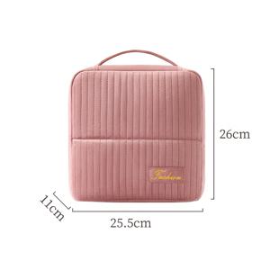 TEMU 대용량 네덜란드 벨벳 패셔너블 스탠딩 메이크업 가방, 뷰티 및 세면도구 수납 가방, 휴대용 손잡이 여행용 수납 가방, 웨딩 비상 메이크업 케이스