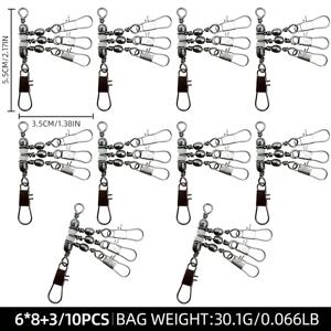 TEMU 3-Way Fishing Swivel Connectors with Luminous Beads, -Tangle Triple Branch Snap Swivels for Saltwater Freshwater Fishing Rigs