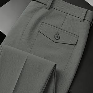 TEMU 발렌타인데이 남성 정장 바지 - 와플 체크 레트로 포멀 팬츠, 캐주얼 루즈핏 라이트 럭셔리 트렌디 다용도 레트로 비즈니스 정장 바지, 캐주얼 바지, 남성 정장 바지, 레귤러 핏