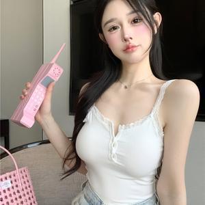 TEMU 순수하고 섹시한 스타일의 스플라이스 레이스 멜빵 탑