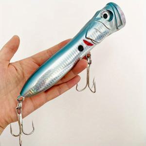 TEMU LUREGO Fishing 18.5cm Giant Popper Lure - 106g Triple-Color Splash Bait - Long Cast Surface Popper for Saltwater Bass Fishing - Topwater Fishing Lure