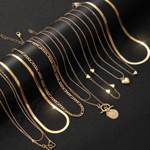 TEMU 레트로 패션 스타일 여성용 목걸이 10개 세트, 우아한 스네이크 체인과 하트 및 원형 기하학 펜던트가 있는 멀티 레이어 스택 가능한 디자인, 파티 모임 연회에서 여성들이 매일 착용하기에 이상적인 사려 깊은 선물