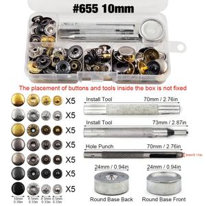 TEMU 35세트 10/12.5/15mm 금속 스냅 단추 스냅 프레스 스터드 버튼 혼합 7색 + 4종 설치 도구 키트, 수제 DIY 의류 액세서리 가죽공예 숄더백 액세서리