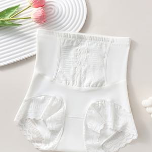 TEMU 여성을 위한 하이웨이스트 복부 제어 팬티, 산후 관리용으로 디자인되었으며, 허리 벨트가 힙을 가꾸고 리프팅하여 복부 제어를 강력하게 지원하며, 레이스 디테일이 특징입니다. 하이웨이스트 쉐이핑 반바지에 착용할 수 있습니다.