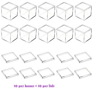TEMU 20개 (박스 10개 & 뚜껑 10개) 플립탑 뚜껑 투명 아크릴 선물 상자 - 구슬, 화장품, 진열, 꽃잎 보관용 플라스틱, 장식용 경량 직사각형 용기, 공예품 정리용, 다용도