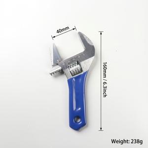 TEMU 넓은 개방 0-40mm 다기능 조절식 렌치, 짧은 손잡이, 딥시블루 미끄럼 방지 슬리브, 내구성 있는 녹 방지 합금강, 좁은 공간, 가구 조립/분해, 욕실 파이프, 자동차 유지 보수에 적합