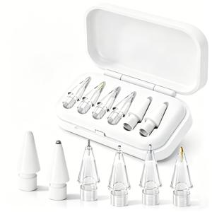 TEMU Apple Pencil 호환, 펜촉 메탈 튜브 2세대 1세대 Pro 정전식 펜촉, iPad 태블릿 전용, 내마모성, 충격 방지, 미끄럼 방지, 댐핑, 무소음 그림 및 필기용 교체 액세서리