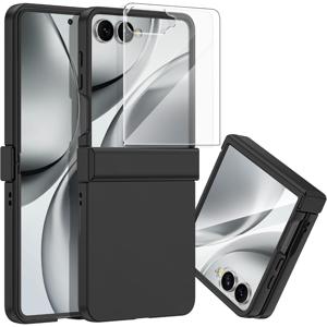 TEMU 휴대폰 케이스 - 삼성 갤럭시 Z 플립 7 케이스 2025 Z FLIP 6 Z FLIP 5 Z FLIP4 Z FLIP 3용, 힌지 보호 & 부드러운 스크린 보호 필름 포함, 낙하 방지 슬림 충격 방지 풀 바디 견고한 폰 커버
