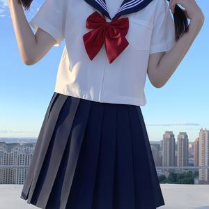 TEMU 일본 스타일의 달콤하고 순수한 유니폼 세트, 네이비 칼라와 화이트 세일러 복장으로 코스프레 및 롤플레잉에 완벽합니다. 파티 및 공연에 적합하여 발렌타인데이 선물로 좋고 모든 행사에 다용도로 사용할 수 있습니다.