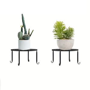 TEMU 2pcs 녹슬지 않는 검은 금속 식물 스탠드, 플로어 스탠딩 헤비 듀티 식물 홀더, 라운드 단철 꽃 화분 냄비 랙, 야외 실내 코너 원예 ​​호박 스탠드