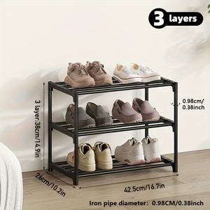 TEMU 1pc 간단한 다층 신발장, 튼튼한 선반 신발 보관 선반, 쉬운 조립 신발 보관 용기, 현관, 복도, 침실, 거실, 집, 기숙사, 2-8 레이어를 위한 가정용 보관 및 조직