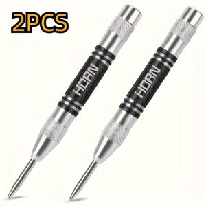 TEMU 튼튼한 자동 센터 펀치 2개 세트, 길이 5인치, 고품질 스프링 메커니즘 사용, 금속, 플라스틱 및 목재에 마킹을 위한 조절 가능한 임팩트 기능 포함