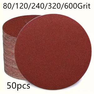 TEMU 20/50개 150mm 6인치 후크 앤 루프 샌딩 디스크, 60/80/100/120/240/320/400/600 그릿 사포, 연삭, 드릴링 머신 회전 공구 액세서리, 목공, 나무 카트용