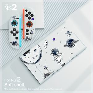 TEMU 닌텐도 스위치 NS2 호환 케이스 - 귀여운 우주비행사 TPU 보호 커버, 로켓 디자인, 가볍고 내구성 있는 소프트 케이스, 스위치 NS2 콘솔용, 화이트 게이밍 선물