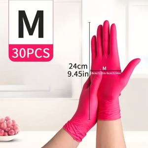 TEMU 딥 핑크 일회용 나이트릴 장갑 30/50/100개입, 길이 9인치, 장갑당 5g, 가정 청소, 반려동물 관리, 헤어 염색용 - 무ฝุ드 및 라텍스 프리, 사이즈 S/M/L, 주방 사용자를 위해 설계된 스타일리시한 가정용 청소 장갑