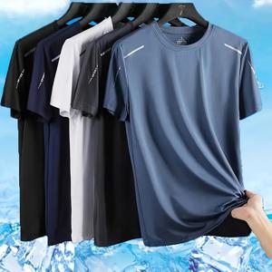 TEMU 남성용 아이스 실키 섬유 소재 습기 제거 통기성 스포츠 티셔츠 5pcs - 클래식 크루넥 솔리드 컬러 티, 헬스, 러닝, 사이클링, 아웃도어 & 캐주얼 웨어, 세탁기 사용 가능, 봄 여름 가을 아웃도어 의류 | 패션 디자인 | 통기성 소재, 피트니스 탑