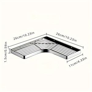 TEMU 1개 무타공 욕실 선반, 두꺼운 플랫바 삼각형 랙, 변기 모서리 샤워볼 파우치, 욕실 정리 및 수납 선반, 벽걸이형 주방 코너 랙, 가정용 정리 및 수납 용품, 주방 액세서리, 욕실 액세서리, 샤워젤, 샴푸, 장식용품에 적합