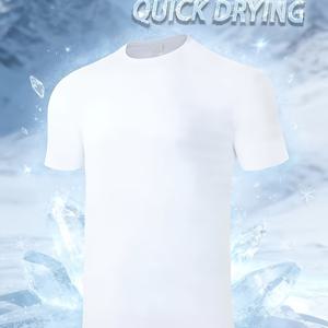 TEMU 남성용 -7°C 쿨테크 그라데이션 메쉬 아이스 실키 반팔 티셔츠: 흡습성, 속건성, 높은 신축성, 부드럽고 통기성 좋음, 땀 제거. 캐주얼웨어, 피트니스, 달리기, 스포츠에 적합