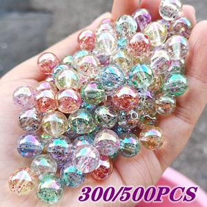 TEMU 500/300개 무지갯빛 AB 파우더 충전 아크릴 구슬 - 반짝이는 색상 (,,,,,) - DIY 주얼리 제작, 휴대폰 고리, 팔찌, 목걸이용 8mm 원형 투명 구슬 - 여성 패션 액세서리 및 스페이서 구슬용