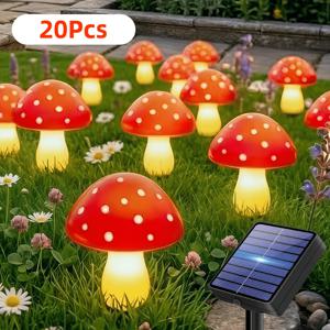 TEMU 태양광 버섯 조명 10/20개, LED 동화 야외 전구줄 조명, 12가지 모드 정원 장식 동화 속 빛, 모조 버섯 디자인, 안뜰, 정원, 길, 잔디밭, 테라스, 파티, 휴일 장식용