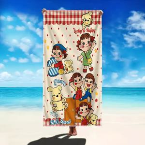 TEMU 페코짱 밀키 스위트 비치 타월 1개, 수영장 및 여행용 - 페코짱이 있는 귀여운 애니메이션 디자인, 마이크로화이버 타월, 휴가, 크루즈, 여름 액세서리용, 기계 세탁 가능