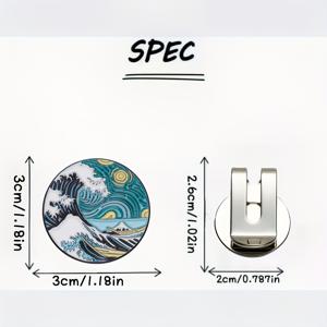 TEMU 가나가와 파도 에나멜 아트 마커 - 자기 골프공 마커 모자 클립 - 그린에서 공을 쉽게 찾을 수 있는 골프 애호가를 위한 완벽한 선물!