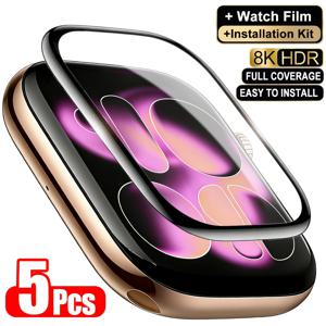 TEMU 5개입 HD 풀 커버리지 액정 보호 필름, Apple Watch 38/40/41/42/44/45/46/49mm 및 Ultra3/2/1/Se, 11/10/9/8/7/6/5/4/3/2/1 및 기타 모델에 적합. HD 이미지 품질, 지문 방지, 스크래치 방지, 기름 방지, 곡면 적합 풀 스크린 커버리지