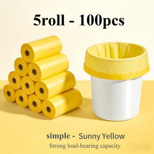 TEMU 노란색 100% 누수 및 냄새 방지 쓰레기 봉투 5롤 팩 - 특대형 두꺼운 비닐봉투, 누수 방지, 냄새 방지, 찢어짐 방지, 가정, 사무실, 주방, 욕실, 야외 및 상업용으로 적합 - 주방 폐기물 처리, 냄새 방지 소재, 일상 필수품, 깔끔하게 정리