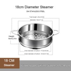 TEMU 304 식품 등급 스테인리스 스틸 찜기 랙 가정용 주방 찜기 바구니 찜기 냄비 찜 빵 및 옥수수 이중 귀 찜기 랙 국물 냄비 우유 냄비 범용 찜기 16-32Cm