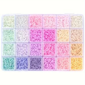 TEMU 4800개 3mm 24색 마카롱 유리 씨드 비즈, 보관용 세트 박스 포함, 주얼리 만들기 DIY 패션 우정 팔찌 목걸이 귀걸이 반려동물 의류 액세서리용
