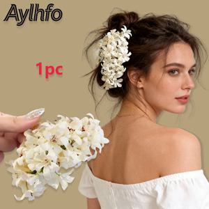 TEMU 1개 Aylhfo 봄/여름 신상 4.3인치/11cm 대형 시뮬레이션 꽃 헤어 클립, 여성 패션 하와이 스타일 꽃 머리 묶음 클립, 여성 결혼식 화이트 꽃 장식 머리 장식, 데일리 및 해변 휴가, 웨딩 파티 착용에 적합