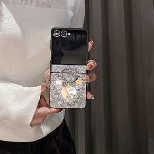 TEMU Phone Case: Fashionable Bowknot Bear Makeup Mirror Folding Phone Case with Ring, Suitable for Flip 3 4 5 6 7, Suitable for Users