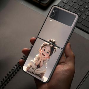 TEMU 폰 케이스: 카툰 귀여운 소녀 폰 커버, 삼성 갤럭시 Z 플립5 Z 플립 7 6 5 4 3 Z 플립6 Z 플립3 Z 플립7 FE Z 플립4 호환