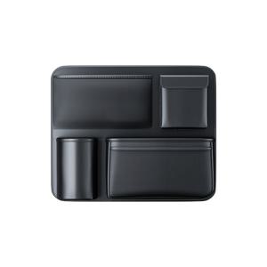 TEMU SEAMETAL PU 가죽 차량 트렁크 정리함 - 다기능 매달림 수납 가방, 차량 시트백용 다중 칸막이, 블랙, 트렁크 보관 정리함