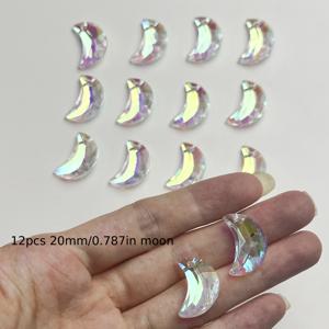 TEMU 6개/8개/10개/12개 20mm/26mm 혼합 투명 AB 컬러 레이저 면처리 프리즘 유리 별 & 달 유리 펜던트, DIY 비즈 펜던트 램프 부품 가랜드 커튼 스트리머 반짝이는 선쉐이드 웨딩 행잉