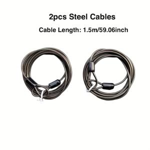TEMU 2개 세트 1.5m 고강도 방범 스틸 보안 케이블, 49가닥 브레이디드 PVC 코팅, 절단 방지 잠금 케이블, 노트북, 자전거, , 야외 여행용품 보호용