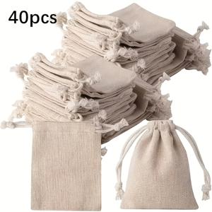 TEMU 40개, 끈이 있는 작은 가방, 3.15X3.94인치 선물용 작은 끈 가방, 재사용 가능한 작은 향주머니, 보석 포장 가방, 웨딩 선물 가방, 웨딩 데코, 파티 선물 가방